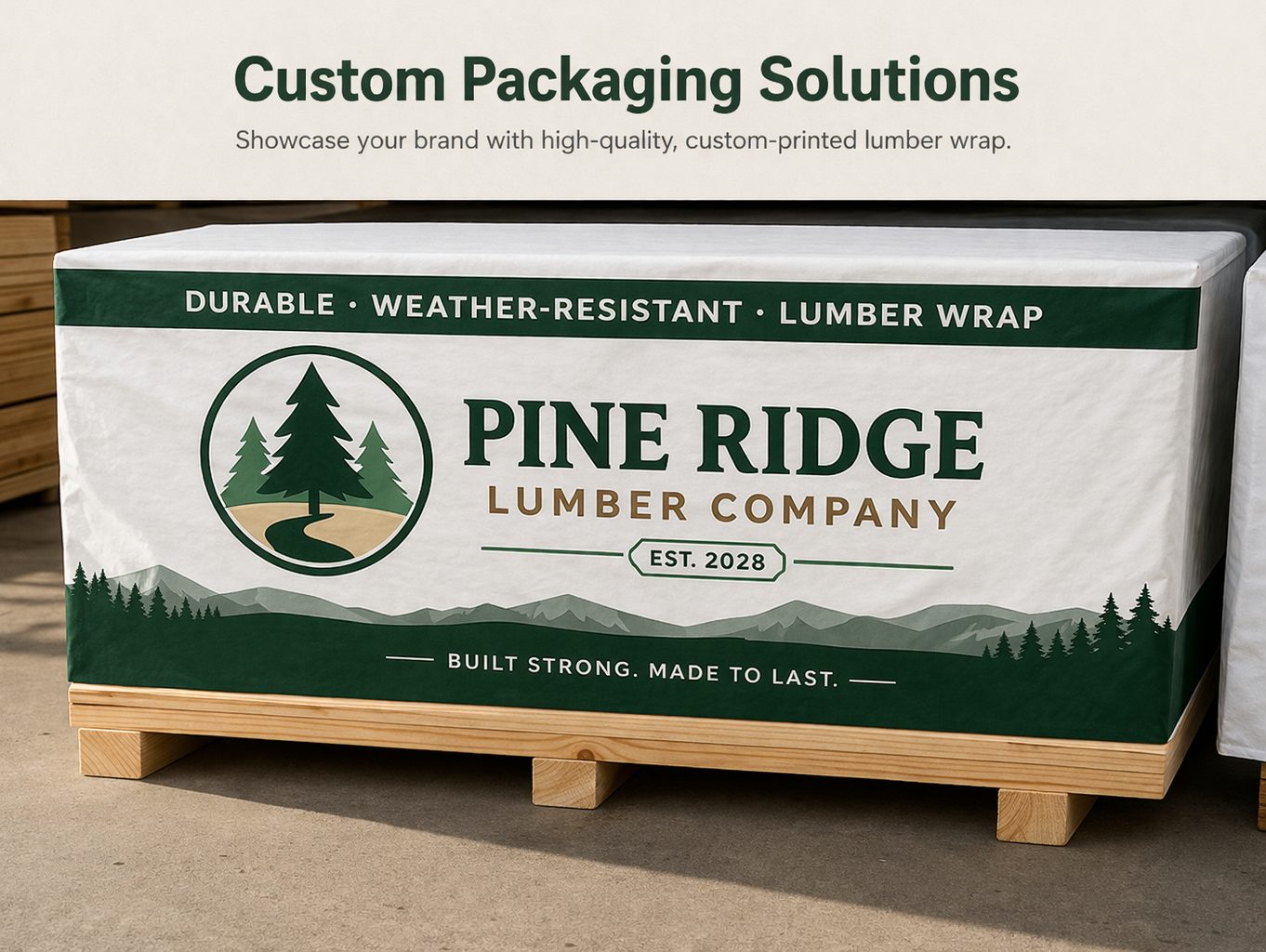 Custom packaging with Scott Lumber Packaging branding