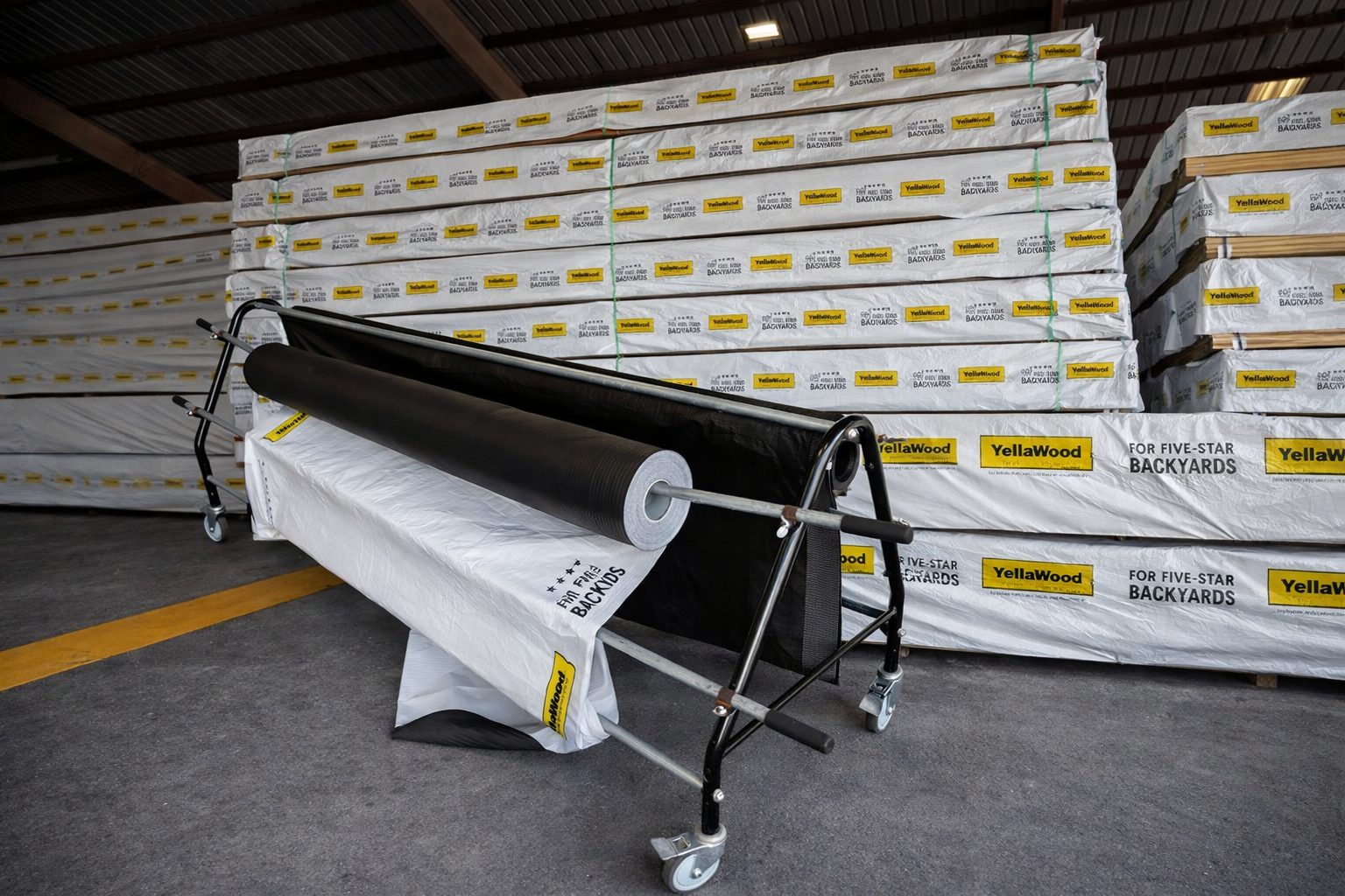 Lumber wrap rolls loaded on truck for shipping